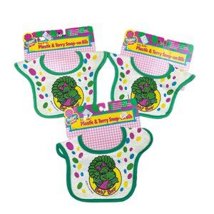 Vintage Barney baby bop bibs lot of 3